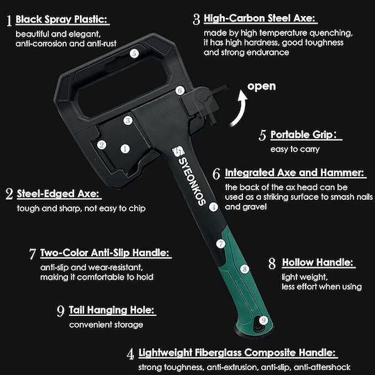 Neo Tools 27-030 Τσεκούρι Τεμαχισμού Μήκους 35cm και Βάρους 650gr με Λαβή Fiberglass