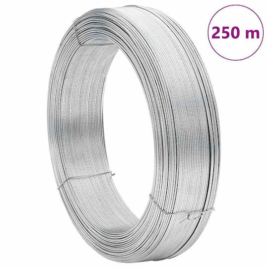 vidaXL Sârmă pentru Împrejmuire Grădină 250m Galvanizat 1buc Silver