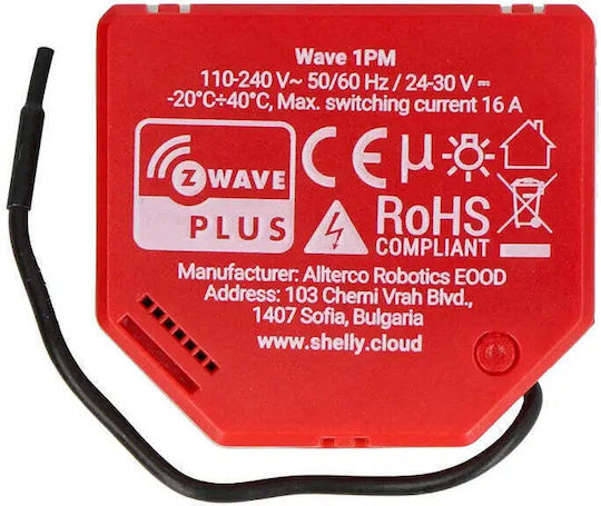 Shelly Qubino Z-Wave 1PM Intelligenter Schalter 1 Kanal Wi-Fi Z-Wave & RF 16A