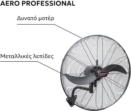 Telemax Telemax FW-75/ER2 Επαγγελματικός Ανεμιστήρας Επιτοίχιος 220W Διαμέτρου 76cm με Τηλεχειριστήριο