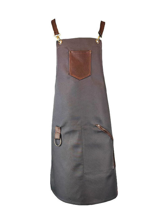 Neck Work Apron Gray Black Details 85x65cm Mark995 Grey Black