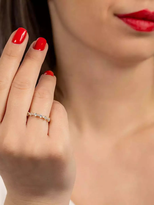 Set mit Halskette , Ohrringe & Ring aus Gold 14K mit Steinen