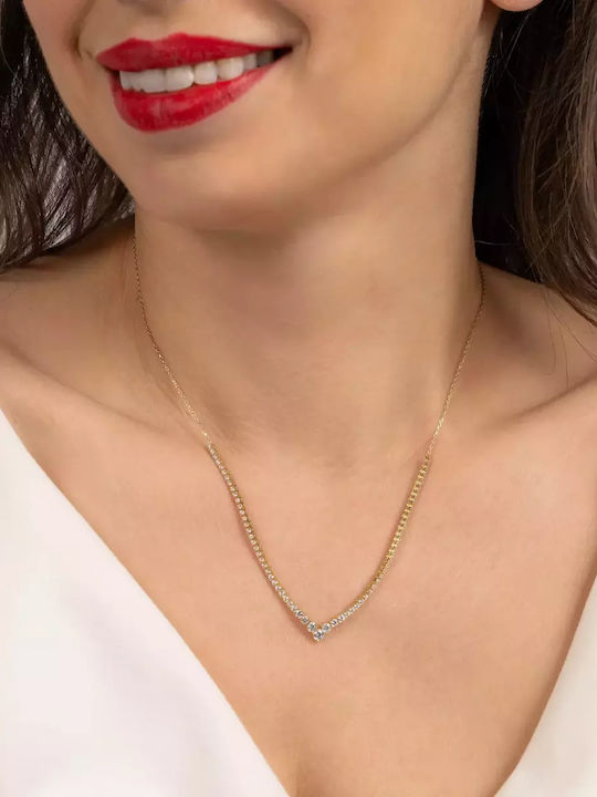 Set with Necklace , Earrings & Ring from Gold 9K with Stones
