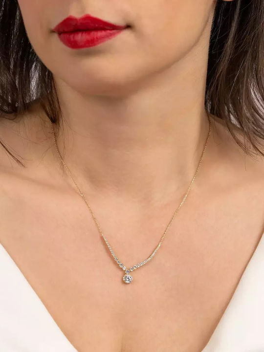 Set with Necklace , Earrings & Ring from Gold 9K with Stones