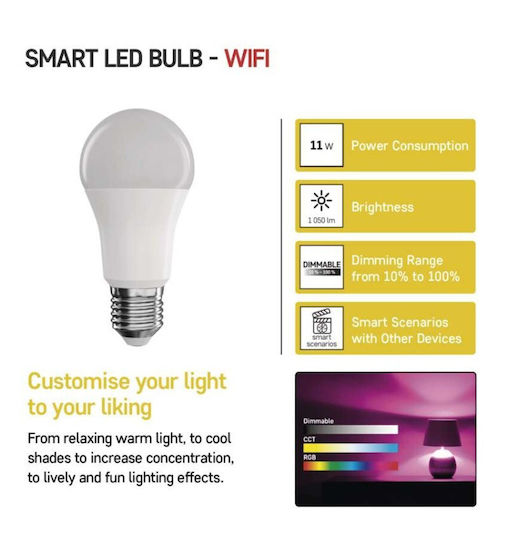 Emos Smart Bulb Lamp LED 11W for Socket E27 and Shape A60 RGB