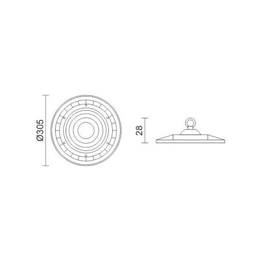 Spot Light Φωτιστικό Καμπάνα 150W Kühles Weiß 16500lm mit integrierter LED Schwarz