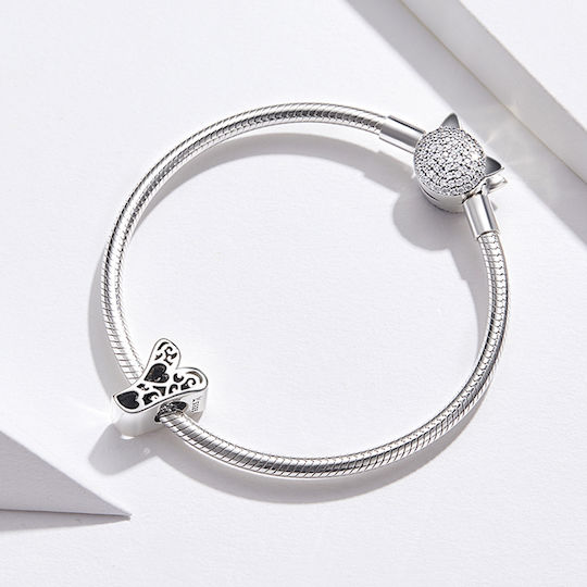 Silver Charm 925 Letter Y Hearts Carved
