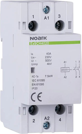 Noark Ex9ch40 Phase Relay 20A Bipolar with Voltage 230V