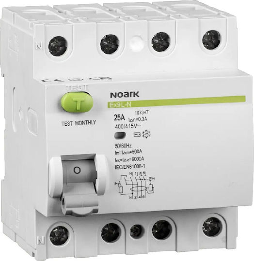 Noark Ρελέ Ράγας Ισχύος 40A Τετραπολικό