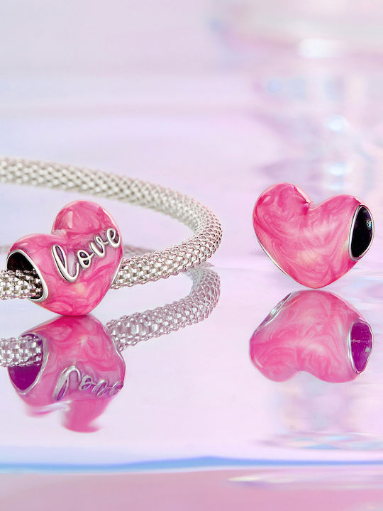 Love Charm από Ροζ Επιχρυσωμένο Ασήμι