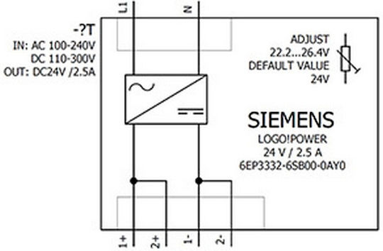 Siemens Τροφοδοτικό Ράγας Logo!power με Έξοδο 24V 2.5A