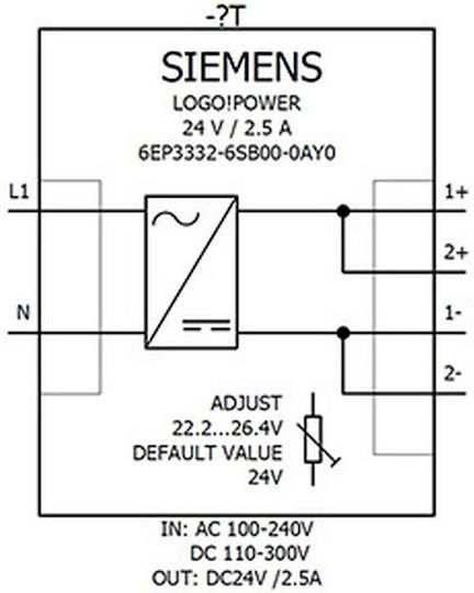 Siemens Τροφοδοτικό Ράγας Logo!power με Έξοδο 24V 2.5A