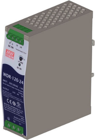 Mean Well Τροφοδοτικό Ράγας με Έξοδο 24V και Ισχύ 120W 5A