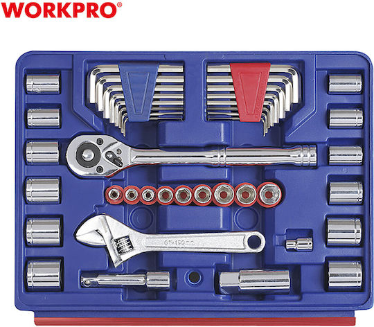 WorkPro Cărucior pentru unelte cu 3 Sertare și 125 Unelte