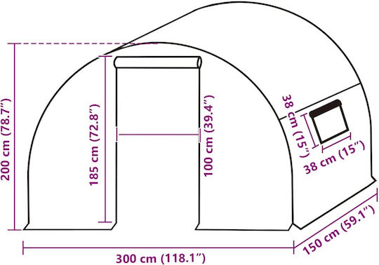 vidaXL 316434 Greenhouse Cover 1.5x3x2m