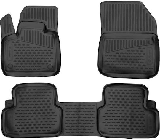 Novline Set of Front and Rear Mats 4pcs Tray Type for Nissan Leaf 2018+ Black
