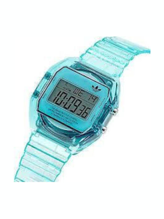 adidas Digital Men's Watch Battery with Blue Rubber Strap