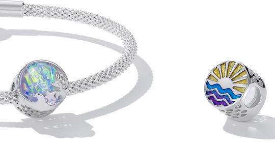 Silber Charm 925 Strand Wellen Charm