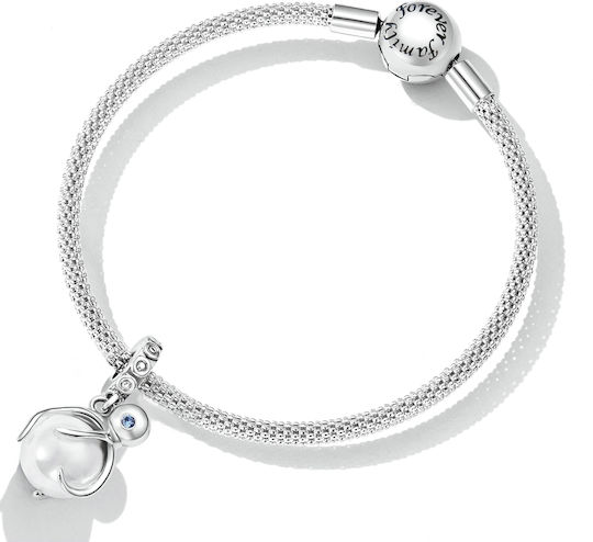 Silver Charm 925 Octopus On Pearl