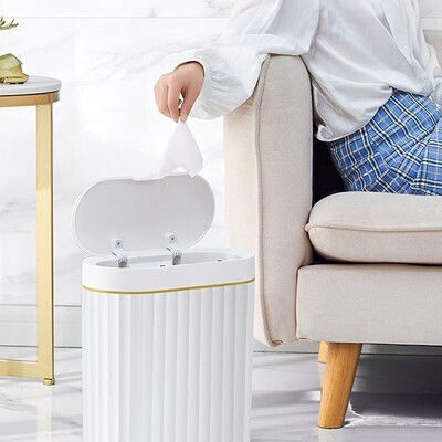 Home Use Κάδος Απορριμμάτων Πλαστικός με Αισθητήρα Λευκός 9lt