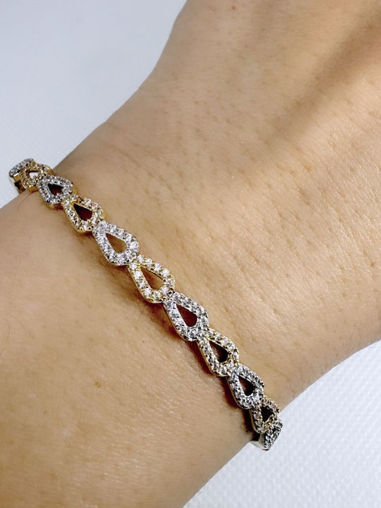 Daskalakis Women's Bracelet Handcuffs made of Gold 14K with Zircon