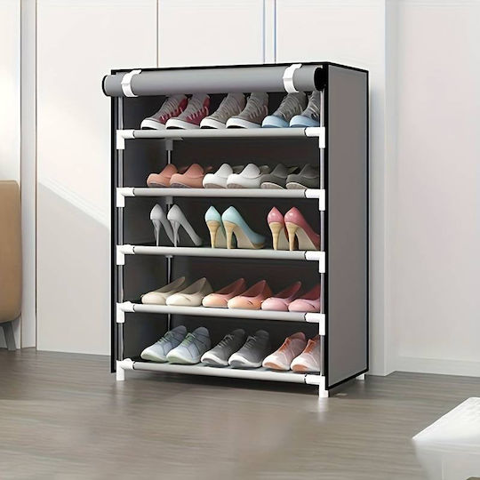 Stoff Schuhschrank mit 5 Regalen Gray L60xW30xH90cm
