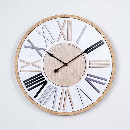 Wall Clock Wooden White 50x4.5cm