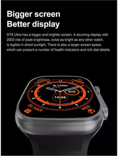 T800 Ultra 44mm Smartwatch mit Pulsmesser (Gray)