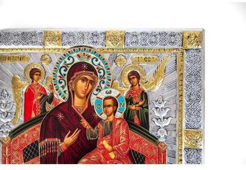 Virgin Mary Pantanassa Artistic Canvas Icon Authentic Product of Vatopedi Monastery Holy Great Monastery Vatopedi 030403000034123 35 X 28 Cm