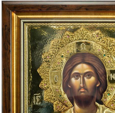 Christ Pantocrator Faithful Copy of Miraculous Icon Authentic Product of Vatopedi Monastery Holy Great Monastery Vatopedi 030401000022 57 X 44 Cm