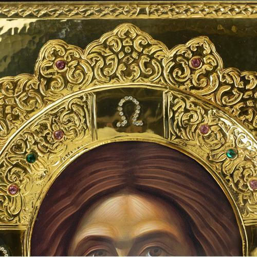 Christ Pantocrator Faithful Copy of Miraculous Icon Authentic Product of Vatopedi Monastery Holy Great Monastery Vatopedi 030401000022 57 X 44 Cm