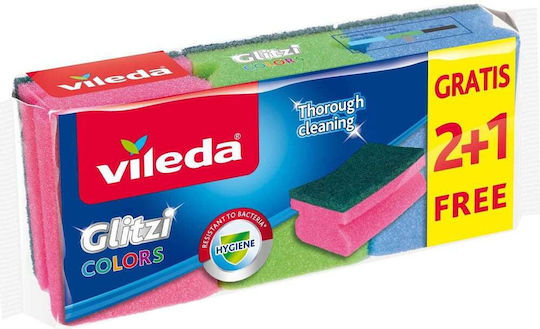 Vileda Glitzi Set Bureți De Bucătărie Plăci Argintii 3 Bucăți