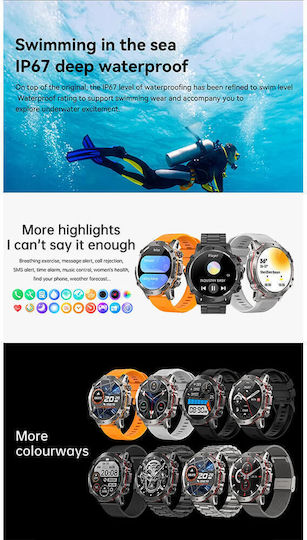 Microwear Ak56 Smartwatch mit Pulsmesser (Steel Black)