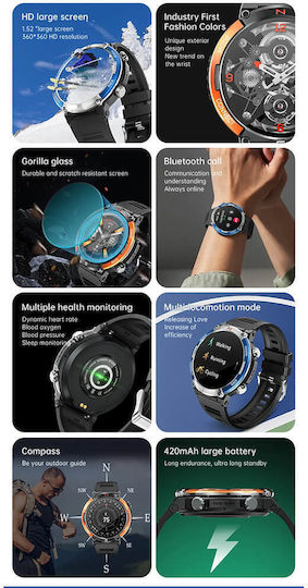 Microwear X11 Smartwatch με Παλμογράφο (Black / Blue)