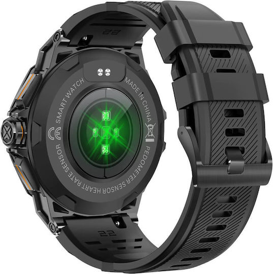Microwear K62 Smartwatch με Παλμογράφο (Μαύρο)