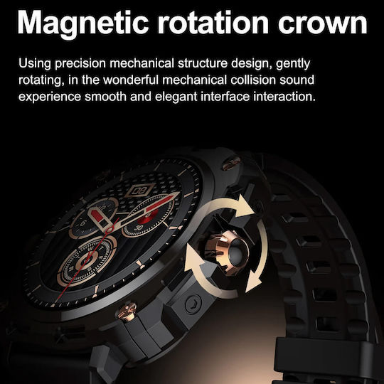 Microwear AK71 Smartwatch with Heart Rate Monitor (Black Gold Steel)