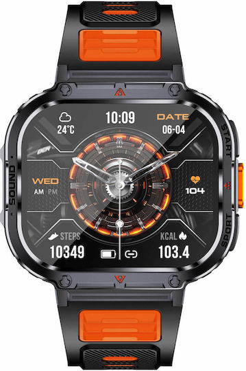 Microwear NX23 Smartwatch με Παλμογράφο (Πορτοκαλί)