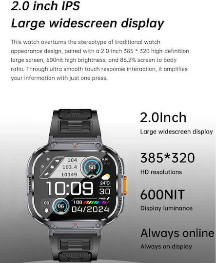 Microwear NX23 Smartwatch με Παλμογράφο (Πορτοκαλί)