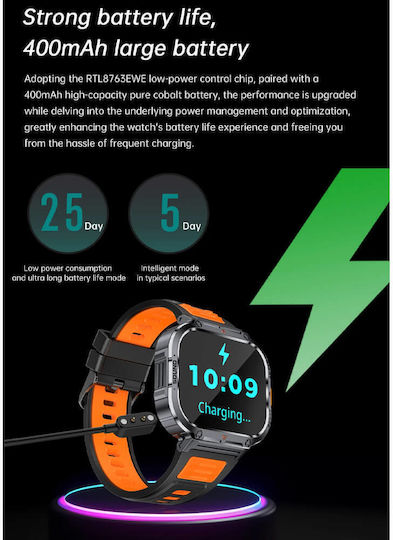 Microwear NX23 Smartwatch με Παλμογράφο (Πορτοκαλί)