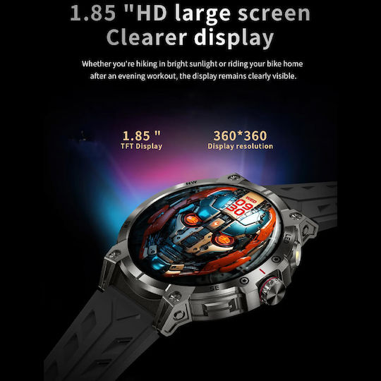 Microwear KC89 Smartwatch cu Pulsometru (Negru)