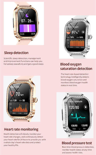 Microwear MK88 Smartwatch με Παλμογράφο (Gold Steel)