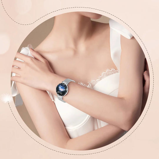 Microwear NX7 Pro Stainless Steel 38mm Smartwatch με Παλμογράφο (Gold Steel)