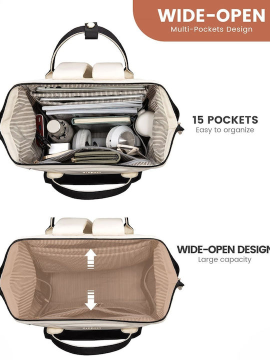 Lovevook Wasserdicht Tasche Rucksack für Laptop 15.6" beige/black MB2146