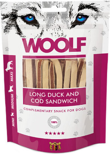 Woolf Long Cod Sandwich Λιχουδιές Σκύλου χωρίς Σιτηρά & Γλουτένη με Πάπια 100gr