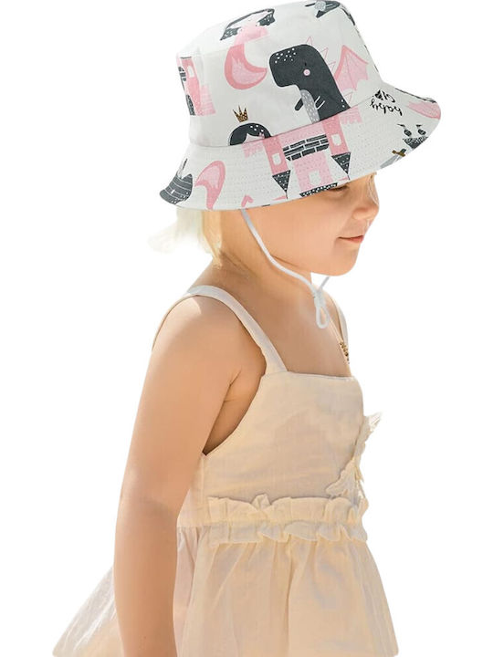 Queen Mother Παιδικό Καπέλο Bucket Αντηλιακό Whitepink Princess Dragon Λευκό