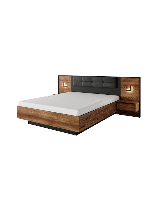 Bedroom Furniture Set Chestnut + Anthracite 160x200cm 3pcs