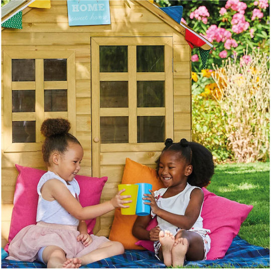 Tp Toys Wooden Kids Playhouse with Fence Brown 98.5x91x140cm