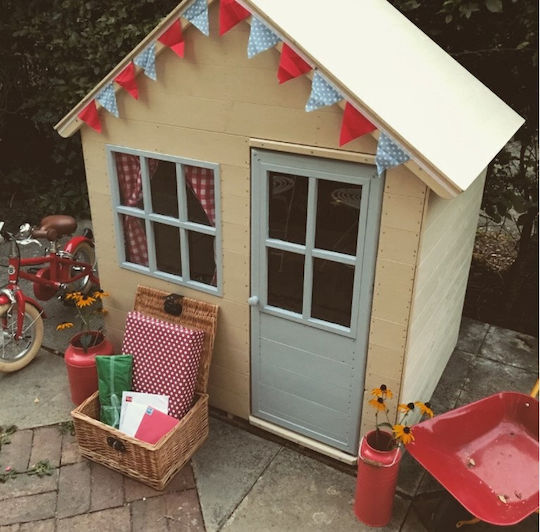 Multifunctional Wooden Kids Playhouse Garden Brown 118x90x146cm