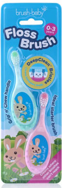 Brush Baby Set Baby Toothbrushes for 0m+ 2 Pieces Pink