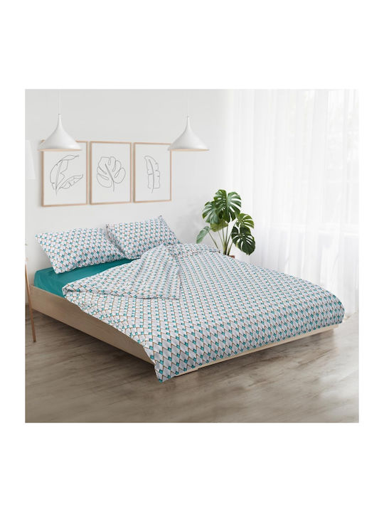 Heinner Set Huse Pentru Pilote 100% Bumbac 180x200cm Semidublu Cu 2 Fețe De Pernă & 1 Cearceaf Albastru